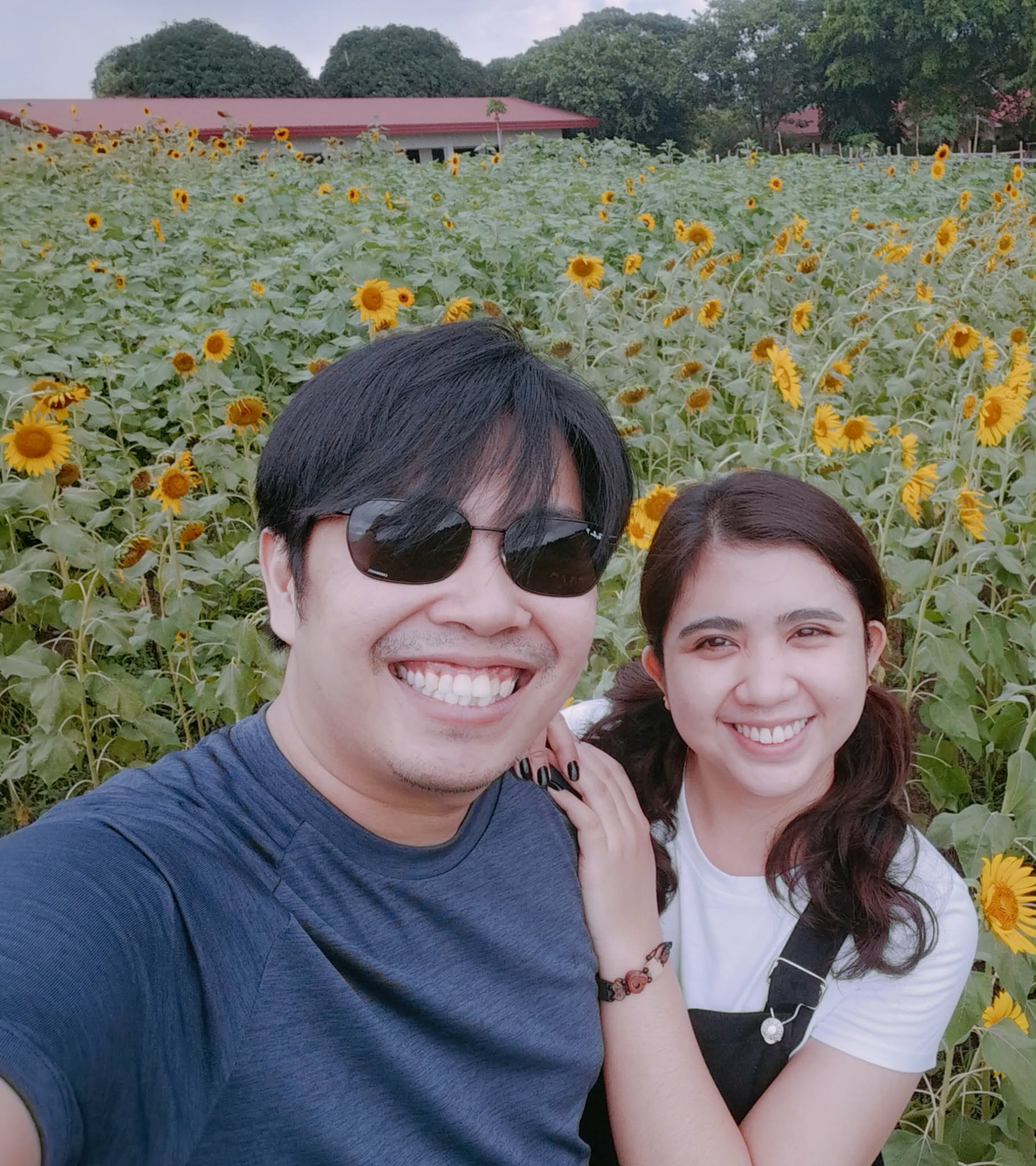 Gerald and Edin in a sunflower field