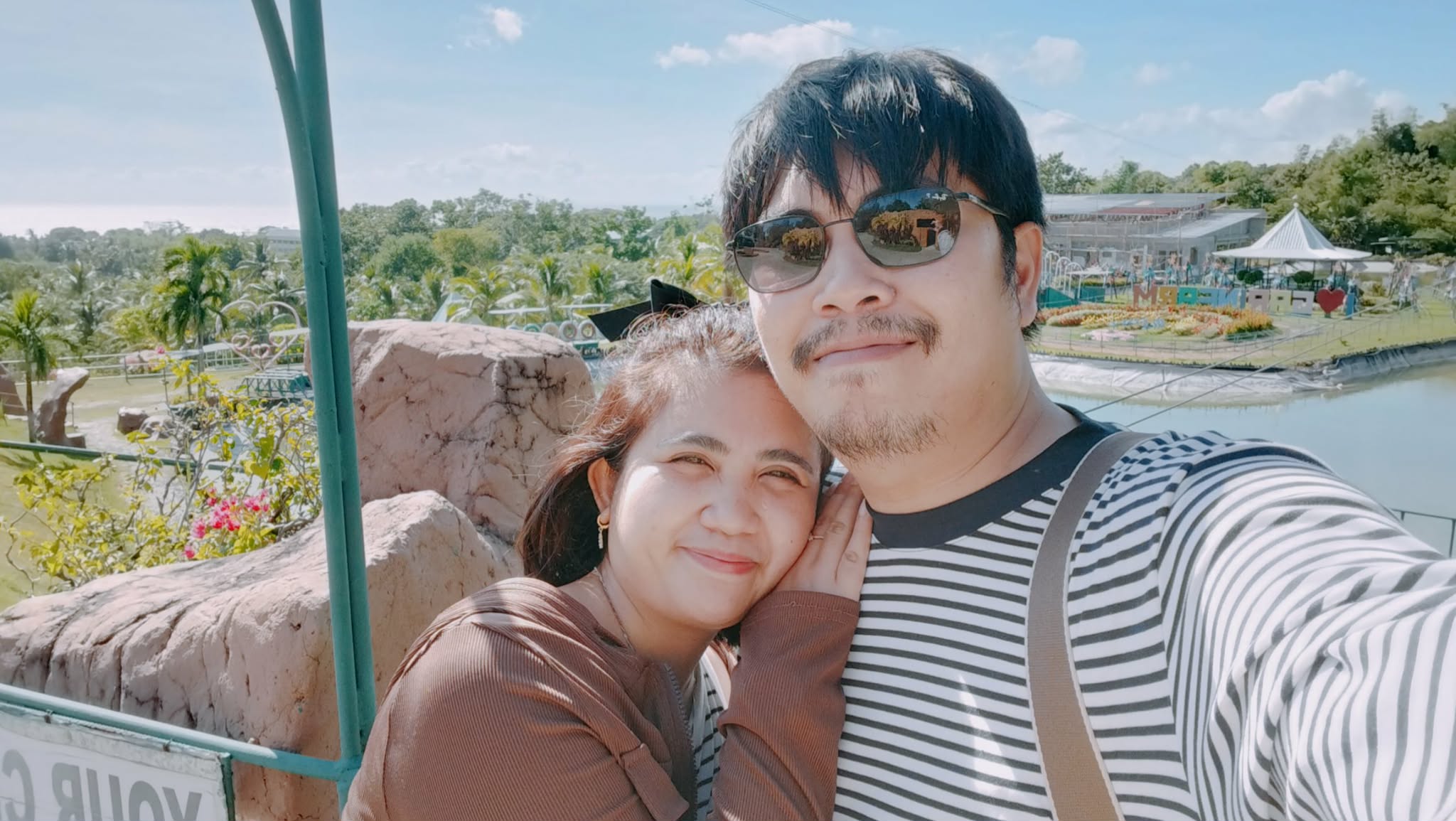Gerald and Edin overlooking a flower farm